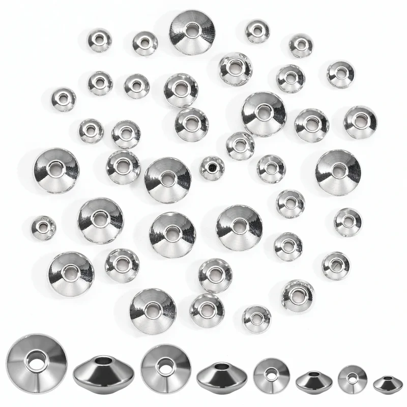 100pcs/bag Stainless Steel Flat Round Beads Spacer Beads FindingsTube Spacers for DIY Bracelet Jewelry Making