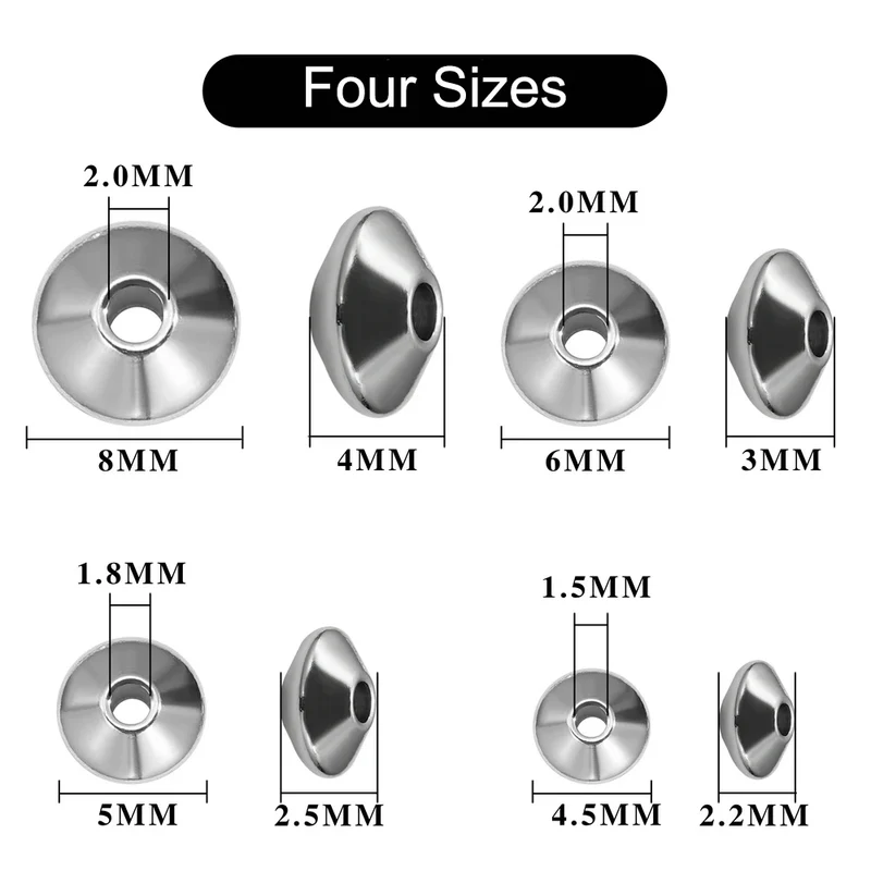 100pcs/bag Stainless Steel Flat Round Beads Spacer Beads FindingsTube Spacers for DIY Bracelet Jewelry Making