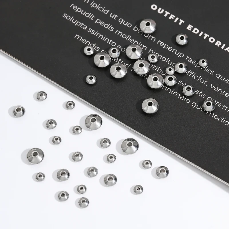 100pcs/bag Stainless Steel Flat Round Beads Spacer Beads FindingsTube Spacers for DIY Bracelet Jewelry Making