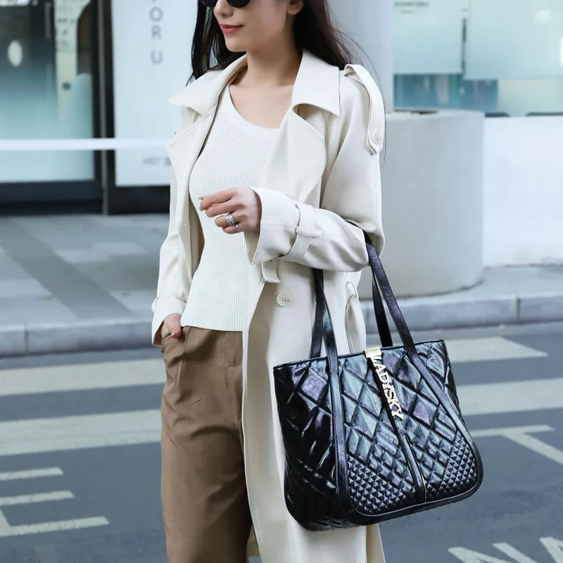 Top Product 2025 Ladysky Super Fiber Autumn Zipper Closure Fashion Ladies Shoulder Tote Bag Quality Factory Supplier 35