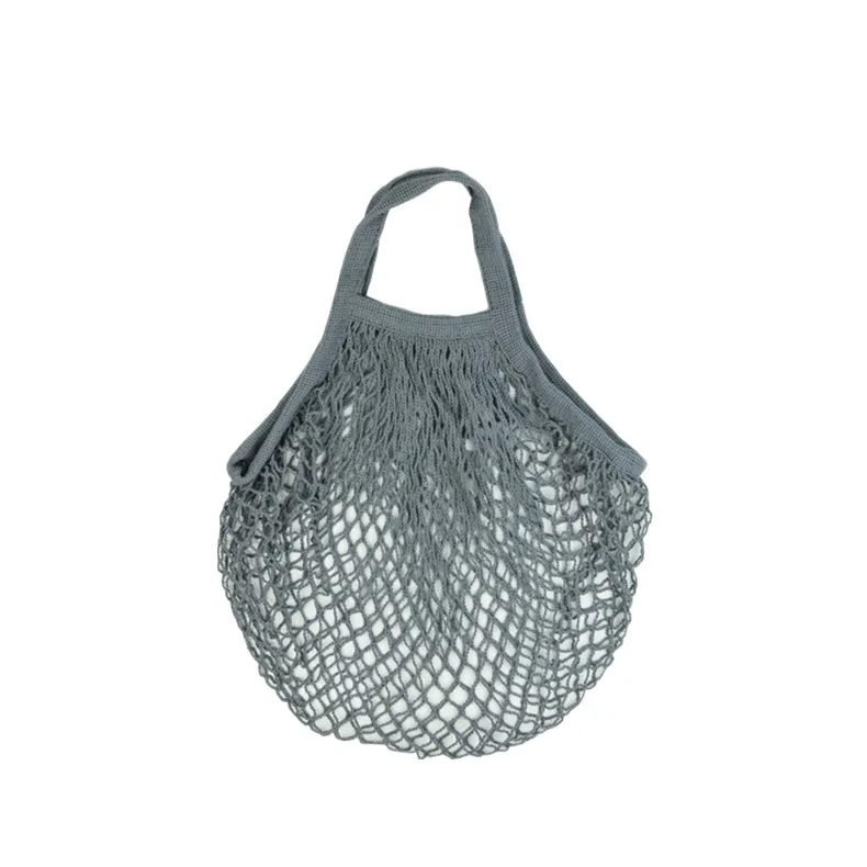 Recycled Reusable Cotton String Mesh Net Shopping Bag Long Handle Fruit Vegetable Grocery Produce Tote for Daily Life Letter