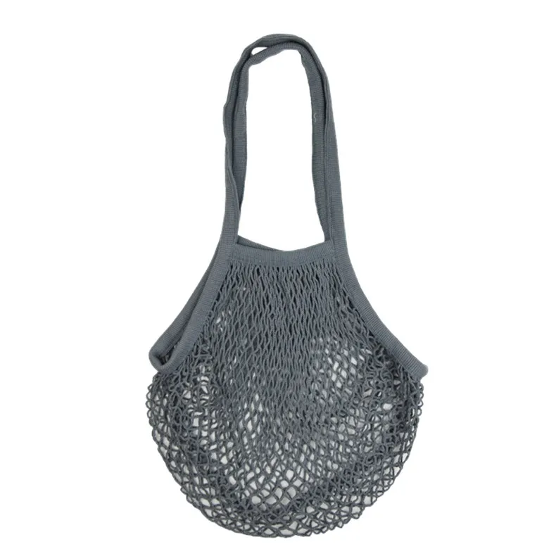 Recycled Reusable Cotton String Mesh Net Shopping Bag Long Handle Fruit Vegetable Grocery Produce Tote for Daily Life Letter
