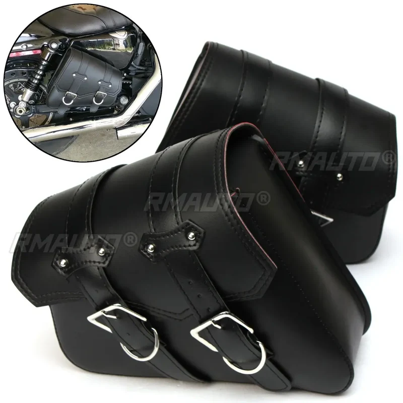 A Pair Universal PU Leather Saddle Bag Motorcycle Luggage Motorcycle Saddlebags Saddlebags Pouch for Harley Waterproof