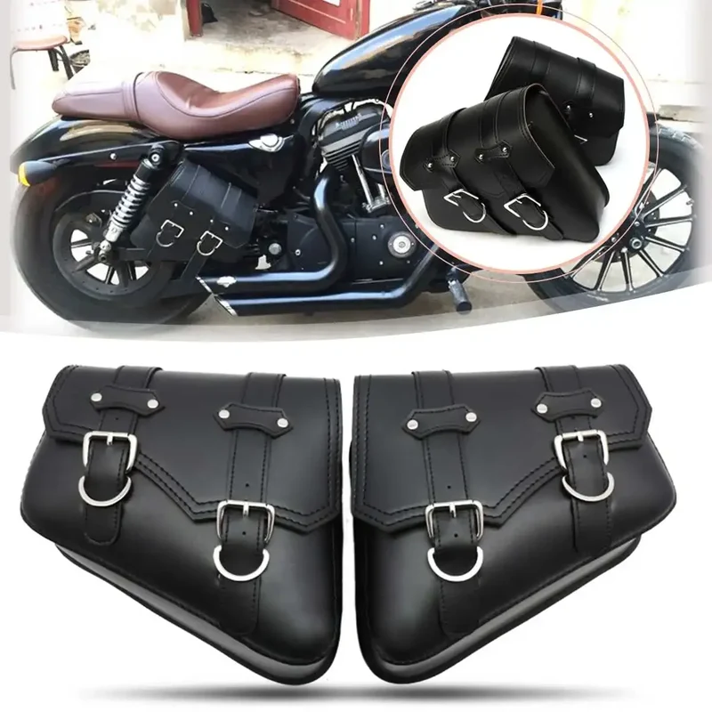 A Pair Universal PU Leather Saddle Bag Motorcycle Luggage Motorcycle Saddlebags Saddlebags Pouch for Harley Waterproof