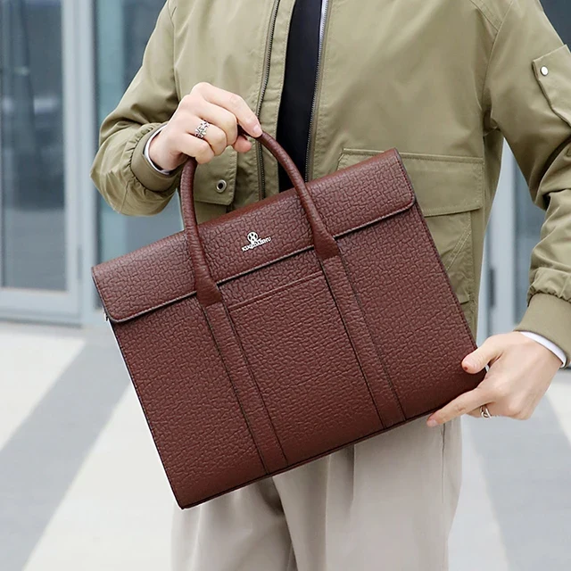 New Style OEM Men's High Quality Business Briefcase PU Leather Computer Soft Bag Single Shoulder Messenger