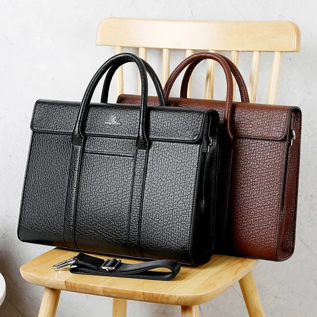 New Style OEM Men's High Quality Business Briefcase PU Leather Computer Soft Bag Single Shoulder Messenger