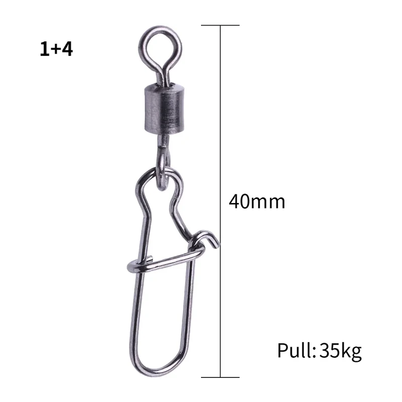 50pcs/bag High Strength Fishing Snap Swivels Ball Bearing Swivels Group Stainless Fishing Accessories