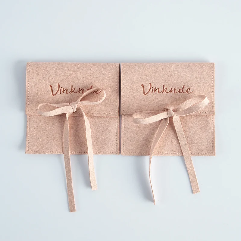Wholesale 8*8cm Cream Luxury Microfiber Soft Packaging Bag Custom Unique Design with High Quality Logo for Jewelry Container