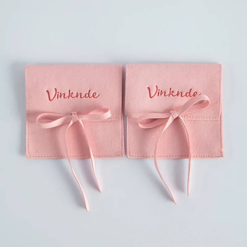 Wholesale 8*8cm Cream Luxury Microfiber Soft Packaging Bag Custom Unique Design with High Quality Logo for Jewelry Container