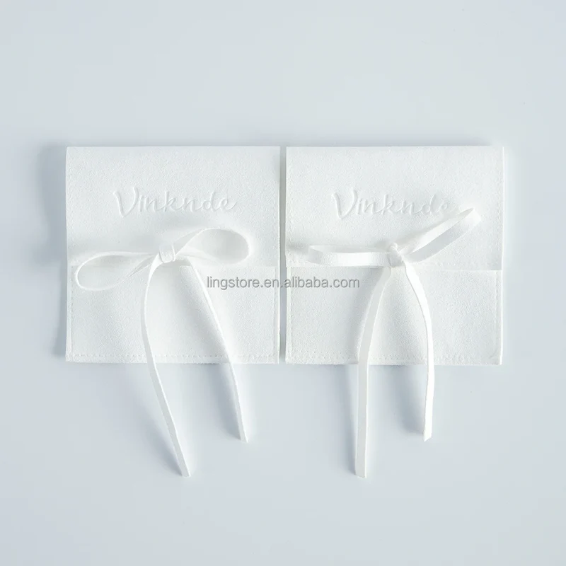 Wholesale 8*8cm Cream Luxury Microfiber Soft Packaging Bag Custom Unique Design with High Quality Logo for Jewelry Container