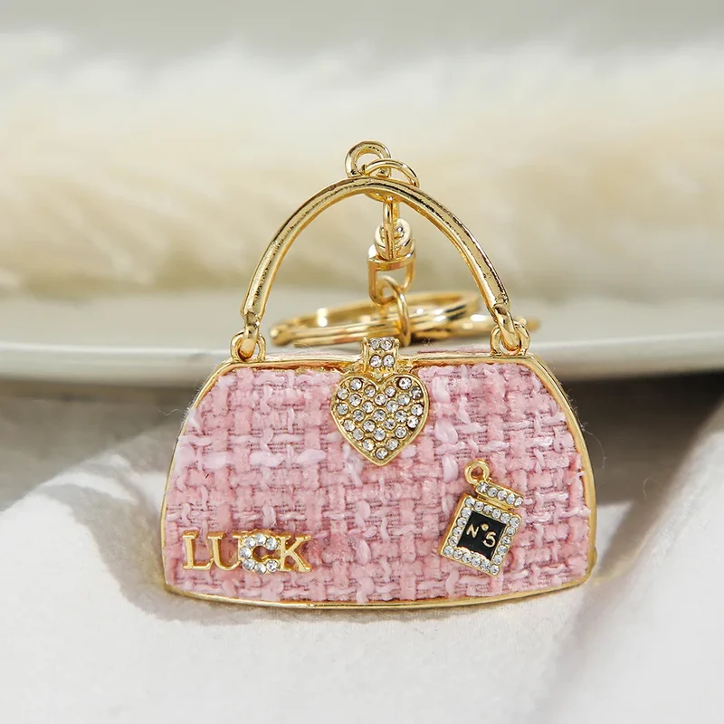Fashion Luxury Bag Accessory Purse Bag Charm Bling Rhinestone Car Key Chain Handbag Crystal Keyring Designer Keychains