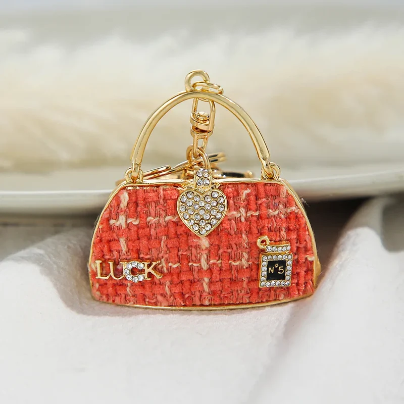 Fashion Luxury Bag Accessory Purse Bag Charm Bling Rhinestone Car Key Chain Handbag Crystal Keyring Designer Keychains