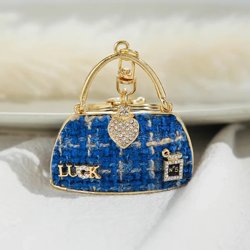 Fashion Luxury Bag Accessory Purse Bag Charm Bling Rhinestone Car Key Chain Handbag Crystal Keyring Designer Keychains