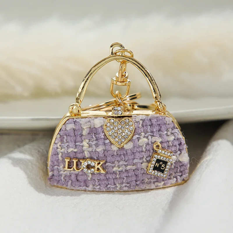 Fashion Luxury Bag Accessory Purse Bag Charm Bling Rhinestone Car Key Chain Handbag Crystal Keyring Designer Keychains
