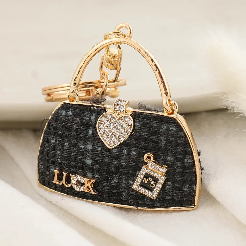 Fashion Luxury Bag Accessory Purse Bag Charm Bling Rhinestone Car Key Chain Handbag Crystal Keyring Designer Keychains