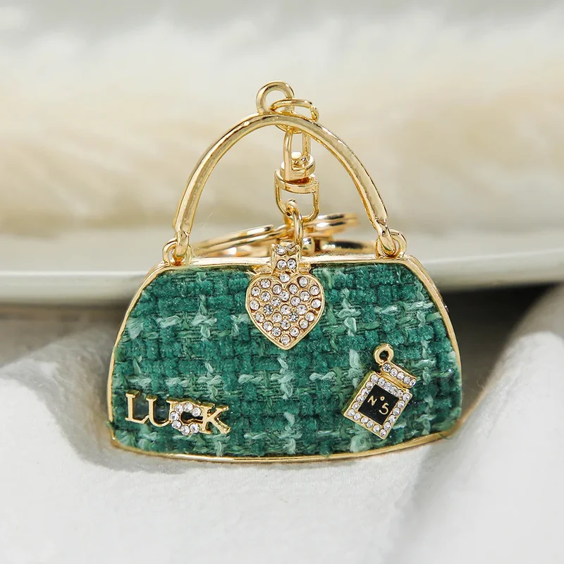 Fashion Luxury Bag Accessory Purse Bag Charm Bling Rhinestone Car Key Chain Handbag Crystal Keyring Designer Keychains