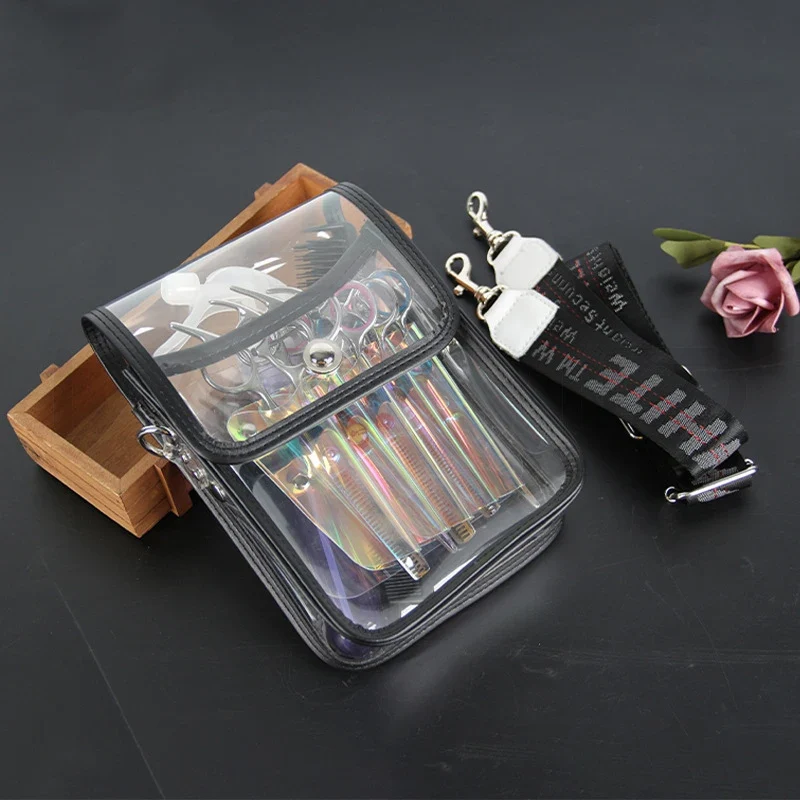 clear Jelly PVC Salon Barber Scissor Bag Transparency Scissors Pouch Barber Hairdressing Waist Bag Professional Grooming PVCtool
