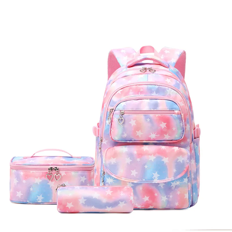 17 Inches Waterproof School Bags 3 Pcs Sets Backpack for Girls Students Rucksack With Lunch Bag & Pencil Bag for Teenager
