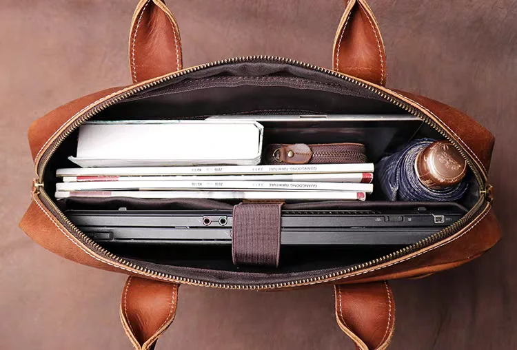 Vintage Genuine Leather Messenger Bag Briefcase Large Satchel Shoulder Bag Rugged Leather Laptop Bag