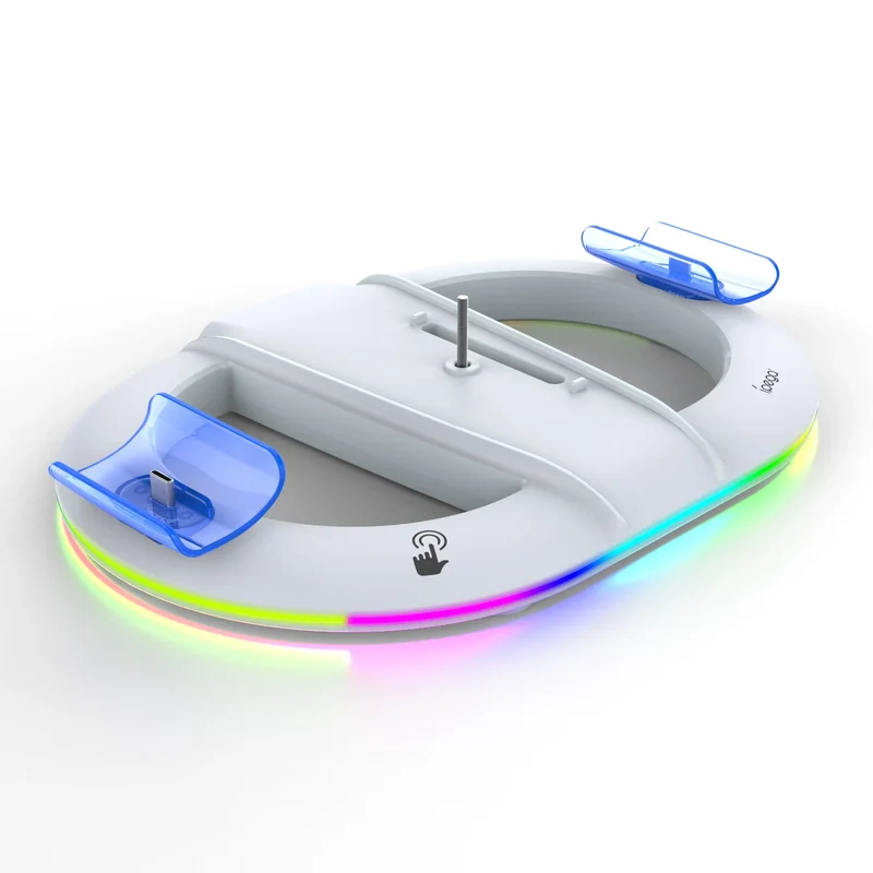 With 14 RGB Lighting 2 Type C Charging Port Vertical Stand Charging Dock for Ps5/ps5 Slim Console Charger