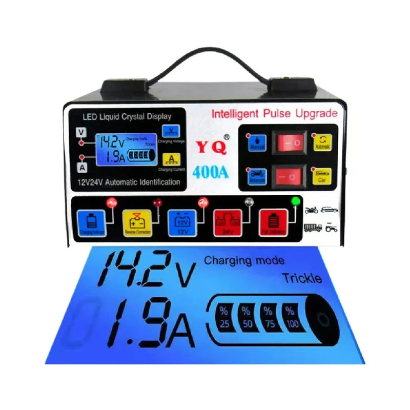 Adjustable Manual Car Battery Charger 12V 12A 24V 8A Universal Pulse Repair Trickle Lead Acid Battery Charger