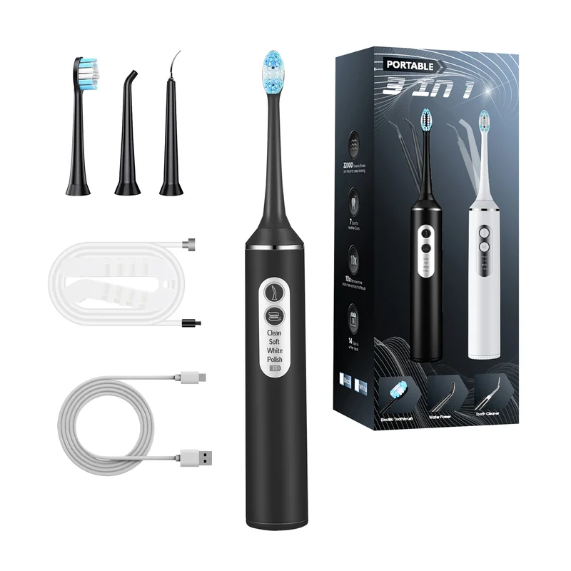 Electric Toothbrush Small Batch Customization logo Low MOQ Powerful Smart Rechargeable 3 in 1Electric Toothbrush