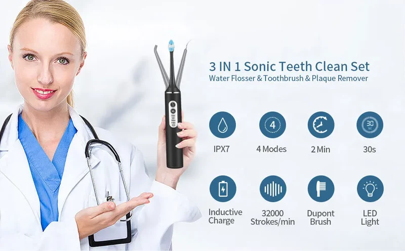Electric Toothbrush Small Batch Customization logo Low MOQ Powerful Smart Rechargeable 3 in 1Electric Toothbrush