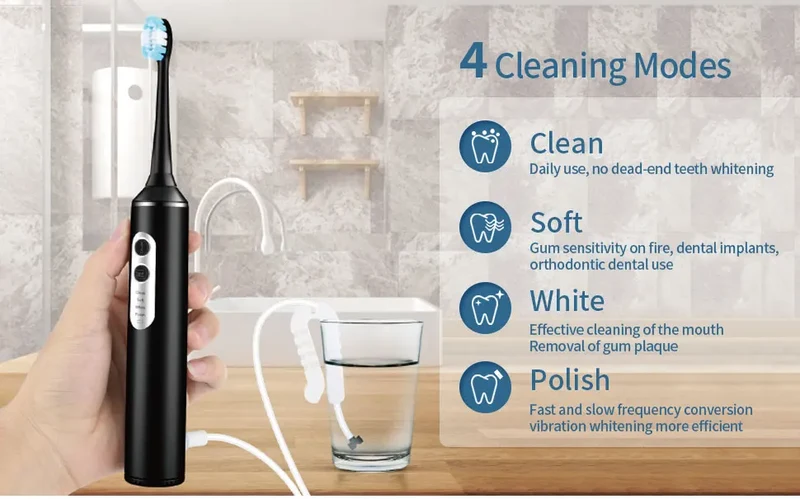 Electric Toothbrush Small Batch Customization logo Low MOQ Powerful Smart Rechargeable 3 in 1Electric Toothbrush