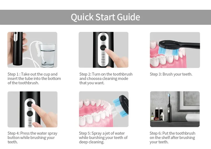 Electric Toothbrush Small Batch Customization logo Low MOQ Powerful Smart Rechargeable 3 in 1Electric Toothbrush