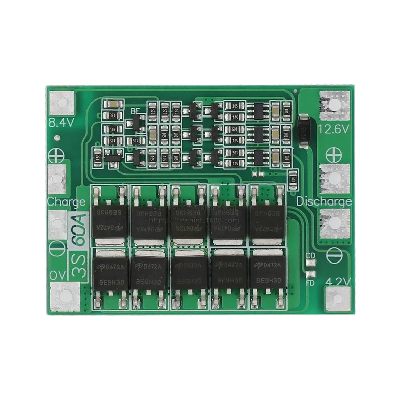 4S 60A Li-ion Lithium Battery Charger Protection Board 18650 BMS for Drill Motor 11.1V 12.6V/14.8V 16.8V Enhance/Balance