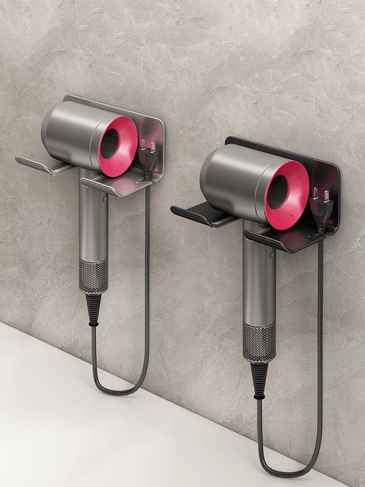 White Gun Grey Bathroom Aluminum Hair Dryer Tools Storage Holders Wall Mounted Shelf Storage Rack