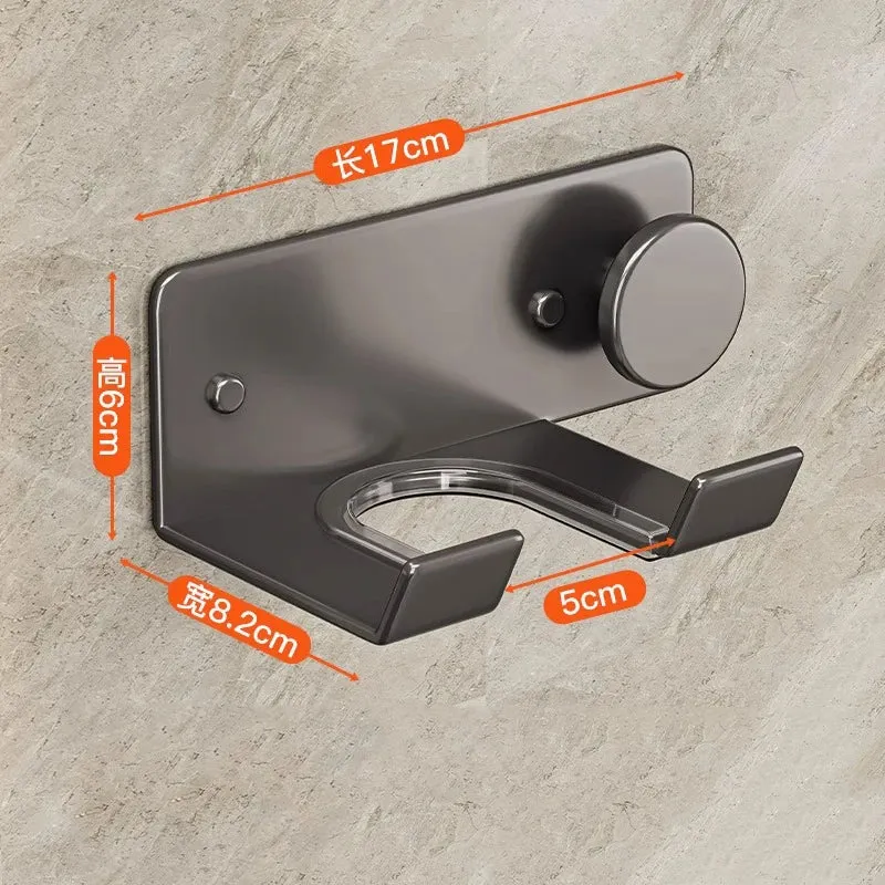 White Gun Grey Bathroom Aluminum Hair Dryer Tools Storage Holders Wall Mounted Shelf Storage Rack