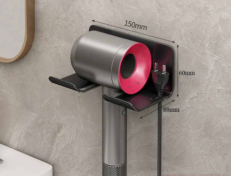 White Gun Grey Bathroom Aluminum Hair Dryer Tools Storage Holders Wall Mounted Shelf Storage Rack