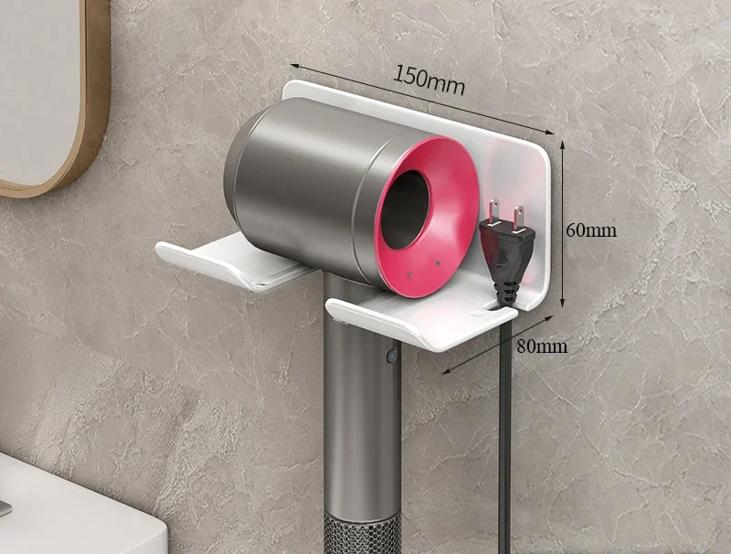 White Gun Grey Bathroom Aluminum Hair Dryer Tools Storage Holders Wall Mounted Shelf Storage Rack