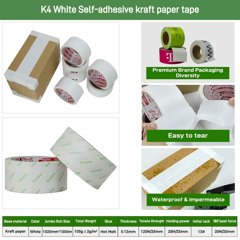 Wholesale Factory Custom PE Eco-Friendly Degradable Self Adhesive Packaging Kraft Paper Packing Tape