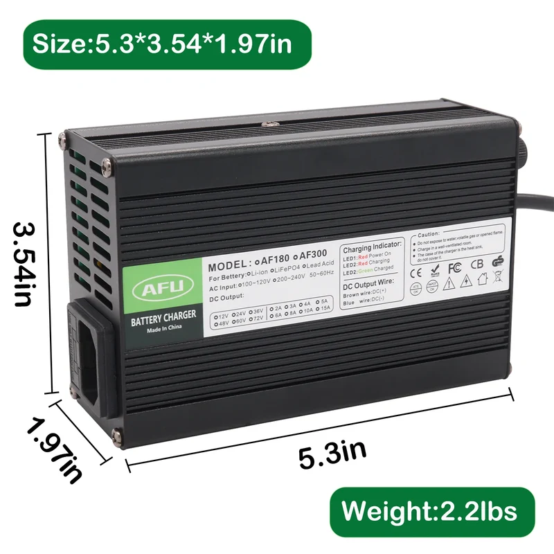 Factory Outlet 54.6V 2A Lithium Battery Charger for 13S 48.1V Lithium Battery 48V Battery Charger