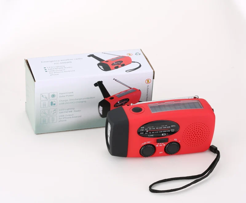 GreatOne Solar Crank NOAA Radio with Built-In Speaker Screen Mobile Charger 2000mAh