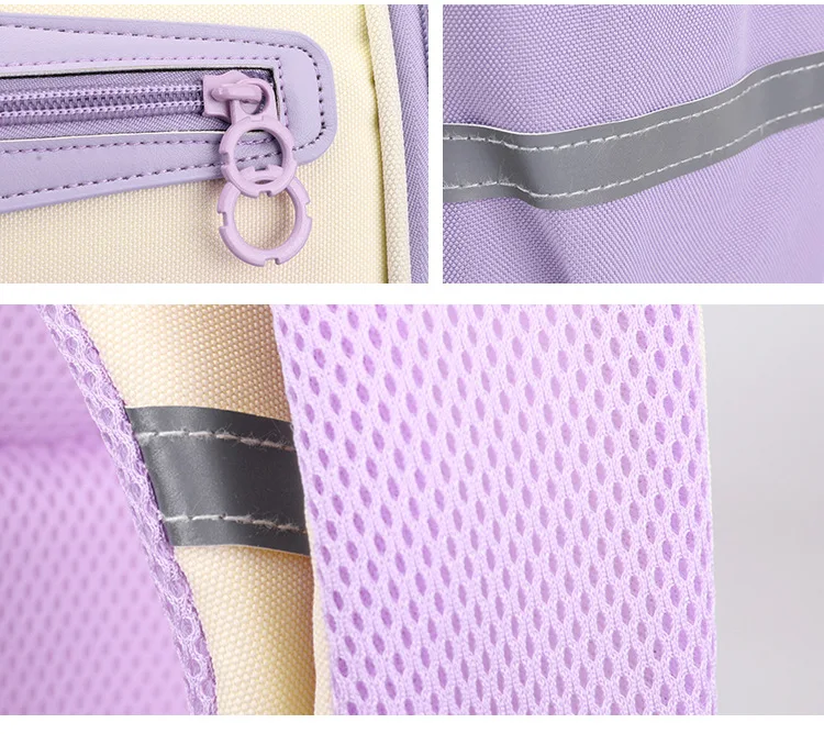 Ultra-Light Female Student Backpack Waterproof Fashion 1-4-6 Grade Contrast Color Ridge Protection Burden Reduction for Primary