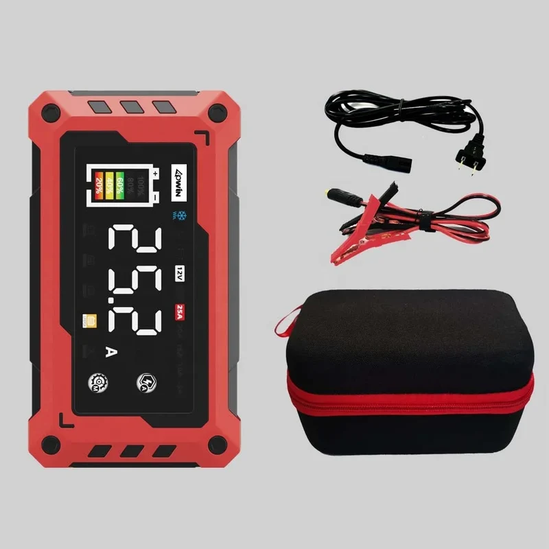 Automatic Universal Motorcycle Car Battery Charger 12V 24V 25A Adjustable Current 9-stage Battery Charger with Car Booster