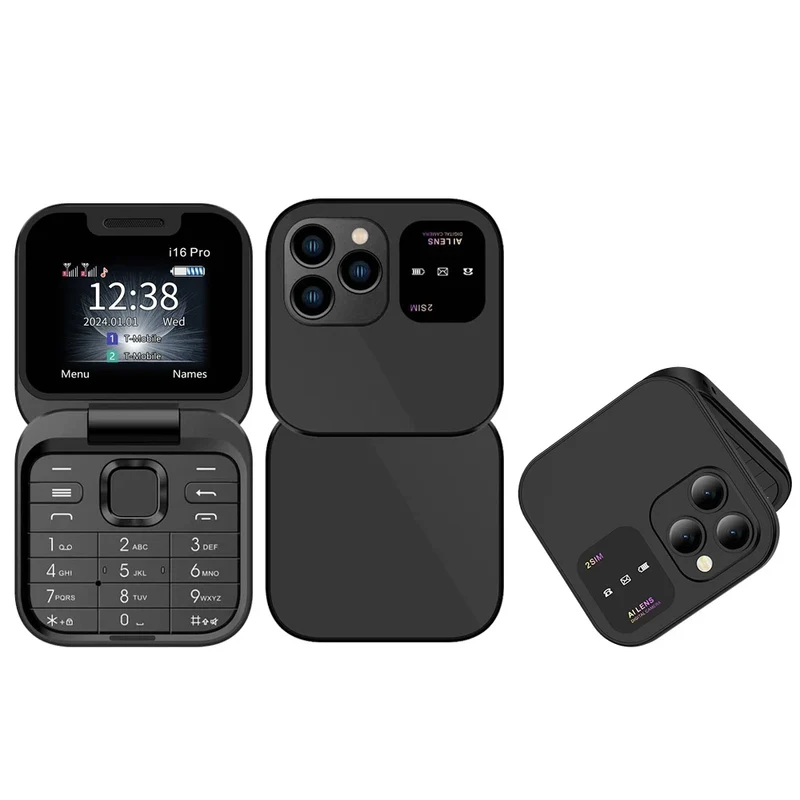 SERVO I16 Pro Mini Flip Phone 1000mAh Battery 32MB RAM 32MB ROM 1.77 Inch Dual SIM Pocket Phone With Flashlight