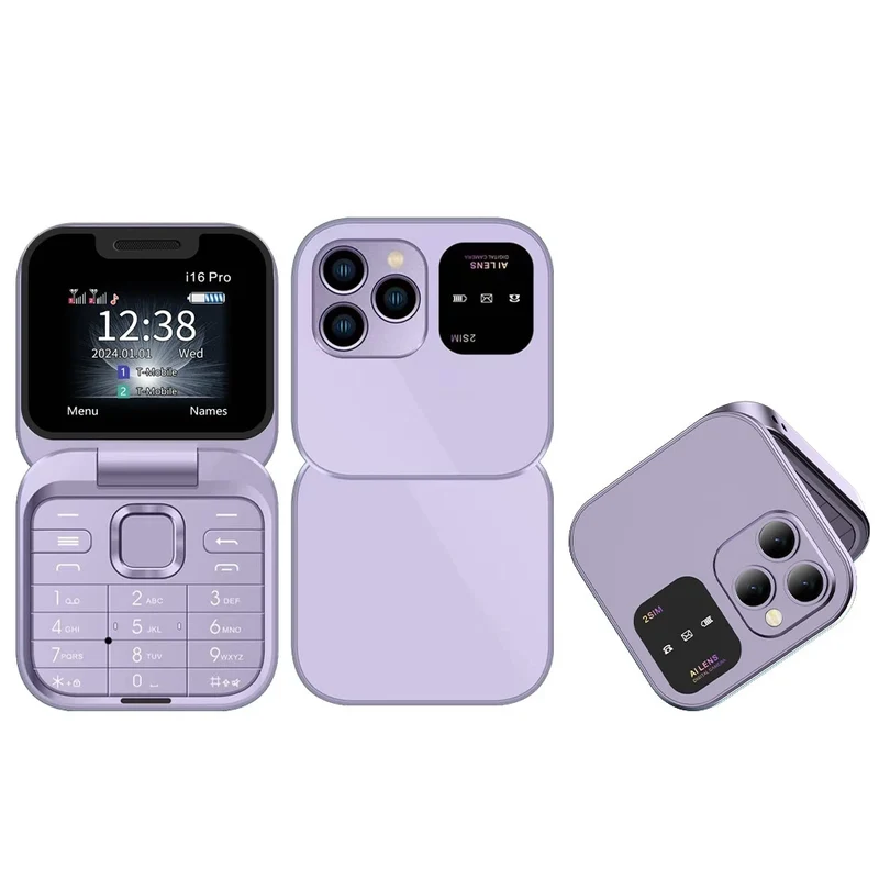 SERVO I16 Pro Mini Flip Phone 1000mAh Battery 32MB RAM 32MB ROM 1.77 Inch Dual SIM Pocket Phone With Flashlight