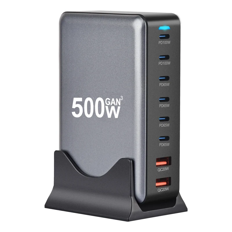 New 500w 8 Ports Gan Multi-function Desktop Charger Us Eu Uk Au Adapter Fast Charger for Laptop Mobile Phone 6C2A Power Adapter
