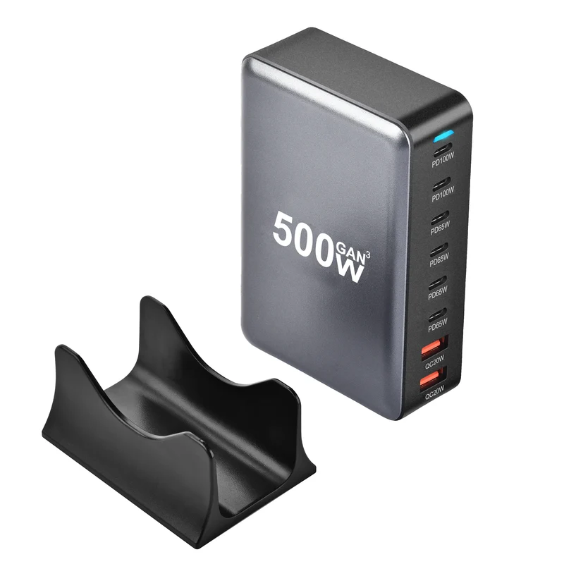 New 500w 8 Ports Gan Multi-function Desktop Charger Us Eu Uk Au Adapter Fast Charger for Laptop Mobile Phone 6C2A Power Adapter