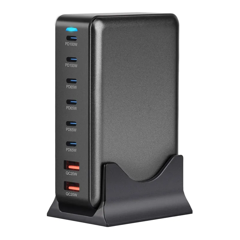 New 500w 8 Ports Gan Multi-function Desktop Charger Us Eu Uk Au Adapter Fast Charger for Laptop Mobile Phone 6C2A Power Adapter