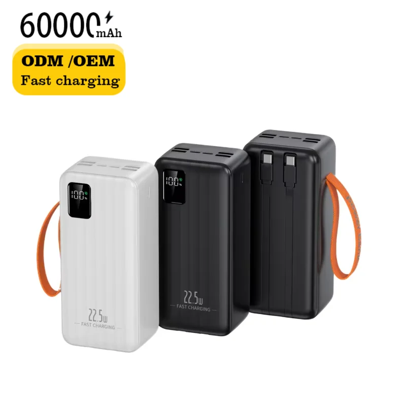 High Capacity 60000mAh Portable Power Bank Fast Charging 22.5W PD+QC3.0 Dual-Thread 60000 MAh High Efficiency Power Supplies