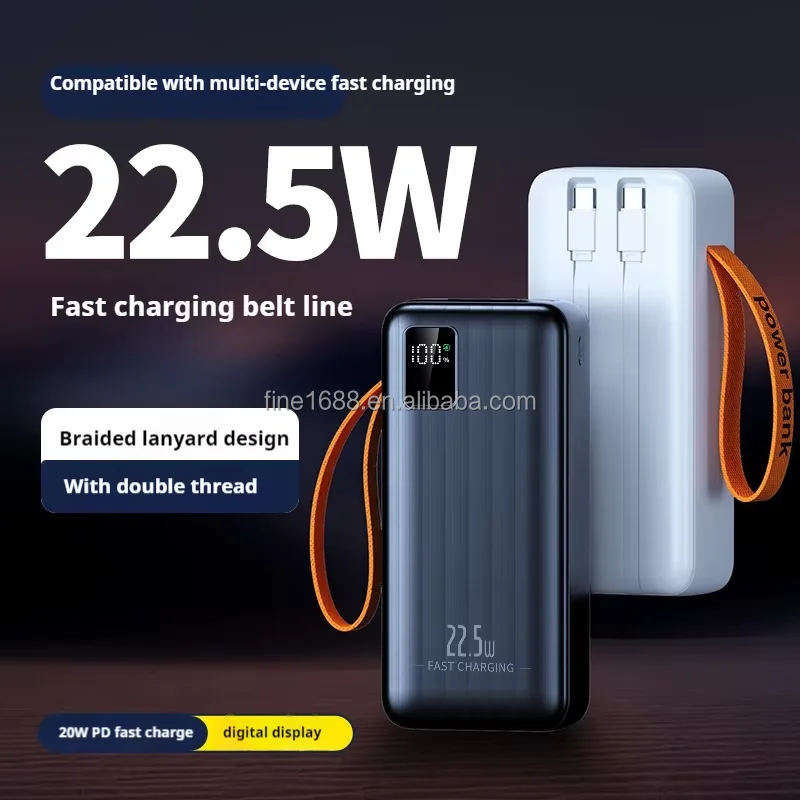 High Capacity 60000mAh Portable Power Bank Fast Charging 22.5W PD+QC3.0 Dual-Thread 60000 MAh High Efficiency Power Supplies