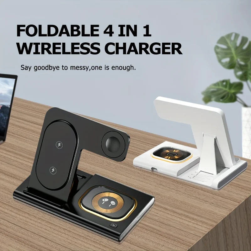 15W 3 in 1 Foldable Wireless Charger Charging Station for iPhone 15 14 13 12 11 Xr XS Max Pro Max Plus IWatch Air Pods
