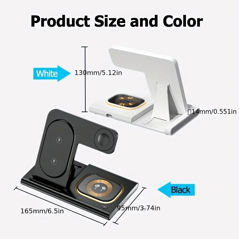 15W 3 in 1 Foldable Wireless Charger Charging Station for iPhone 15 14 13 12 11 Xr XS Max Pro Max Plus IWatch Air Pods