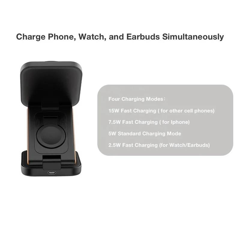 3 in 1 Foldable Magnetic Wireless Charger Multifunction Phone Charging Stand Chargers Wireless Charger