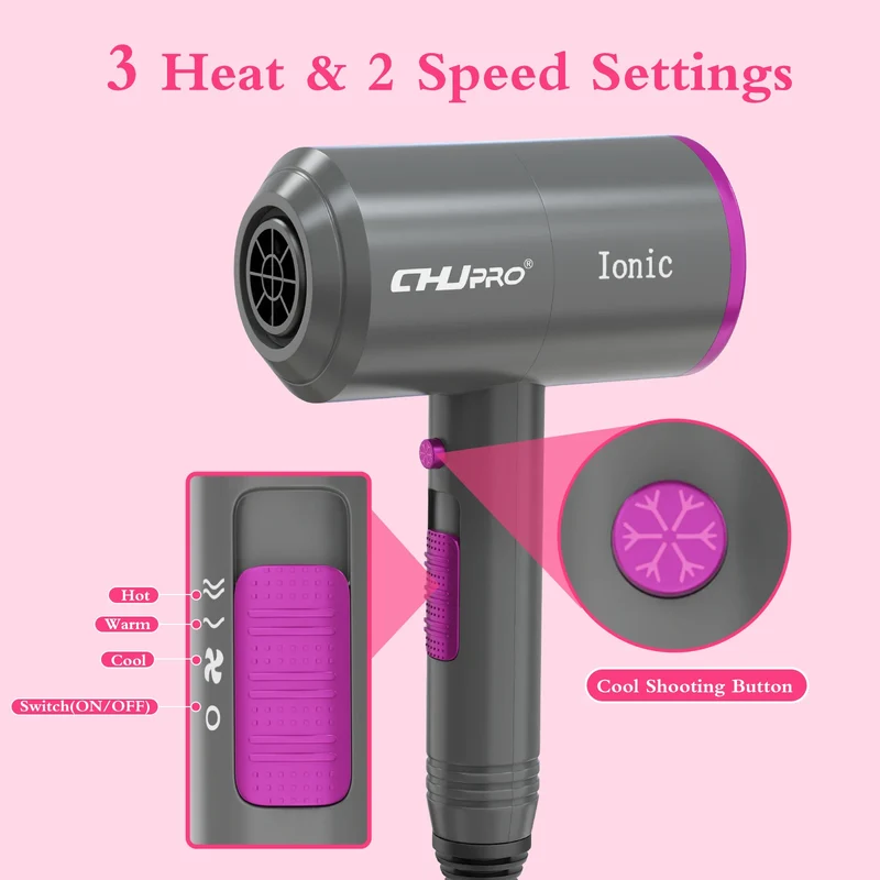 Wholesale Professional Salon Household Negative Ionic Hair Dryer 2000W AC Motor Hot Cool Hair Dryer With Diffuser